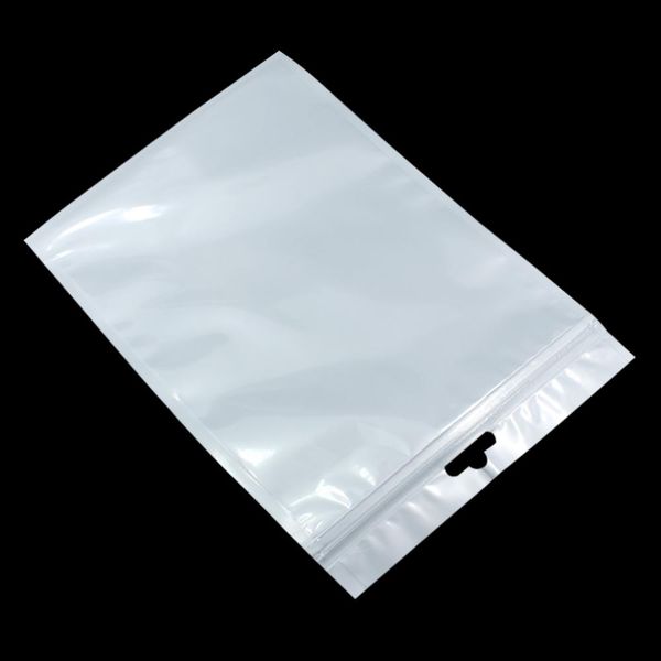 

оптовая продажа 1624 см чистая белая молния ziplock пластиковая упаковочная сумка для уплотнения на молнии на молнии