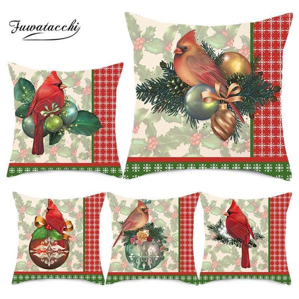 

fuwatacchi merry christmas cushion cover pillowcases bird polyester throw pillow case cover for home sofa decorative pillows1
