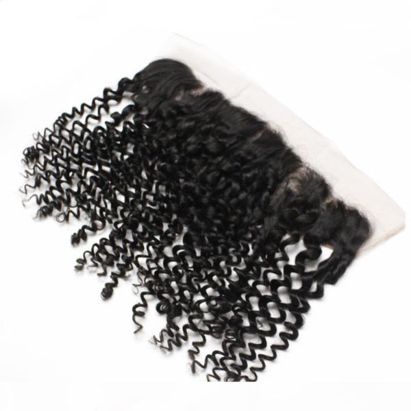 

5pcs lot remy lace frontal closures brazilian virgin human hair nautral black 130% afro curly swiss lace frontals