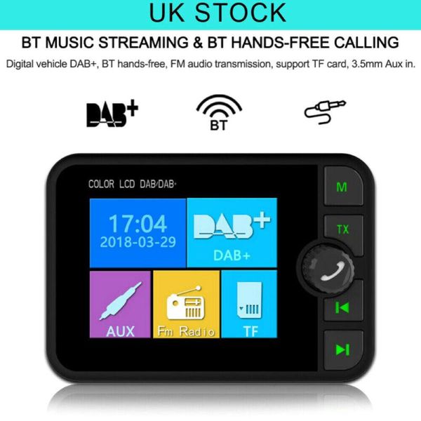 

mini dab digital radio receiver bluetooth mp3 music player fm transmitter adapter colorful lcd screen for car accessories