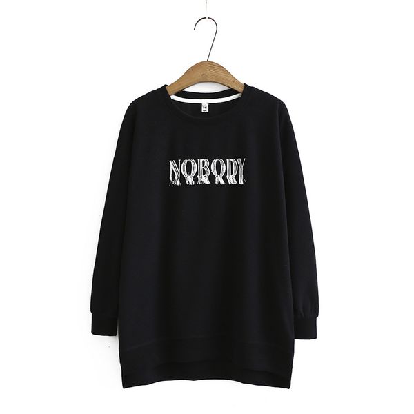 

female plus autumn hoodies size big letter no one embroidered pullovers complete cotton outerwear lmga, Black;brown