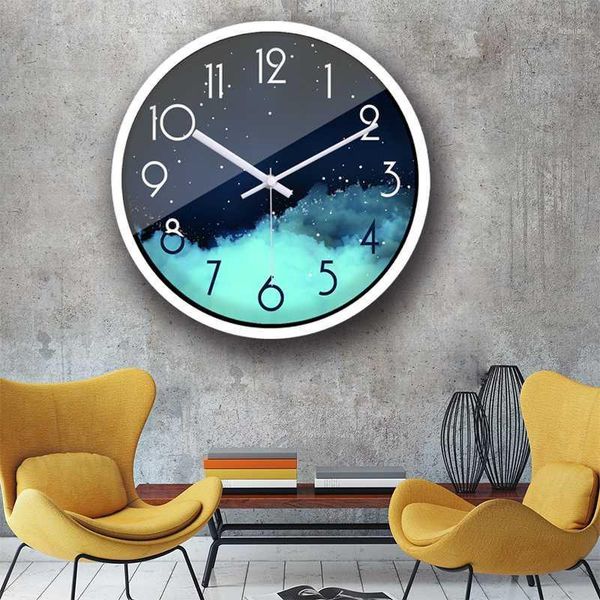 

glass&metal silent movement wall clock,children room museum theme park decorate mj8071
