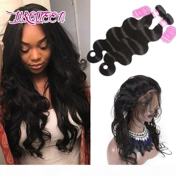 

body wave pre plucked 360 lace frontal with bundles brazilian unprocessed human hair natural black 3pieces lot hair extensions, Black;brown