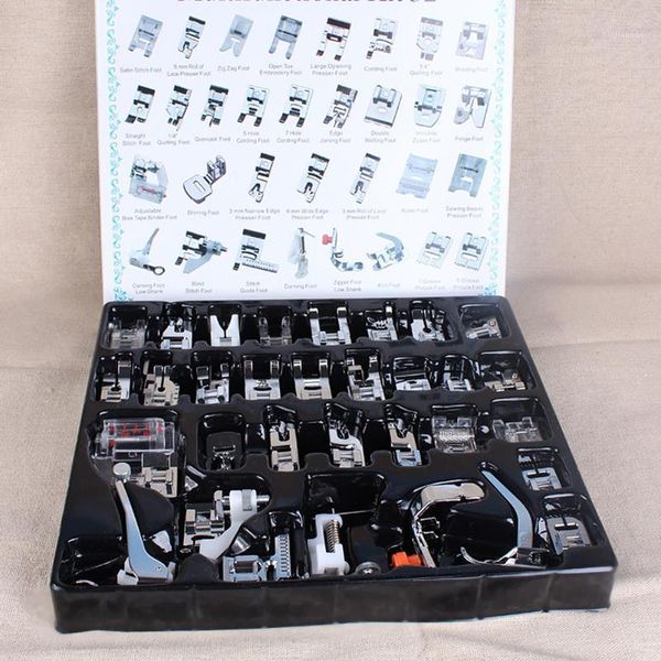

1-52pcs domestic sewing machine accessories braiding stitch darning presser foot feet kit sewing box for brother singer janom1, Black