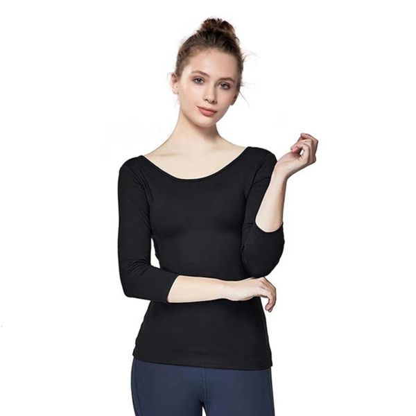

new women's autumn clothes and sports winter fitness round neck hollow back yoga ejvt, Gray