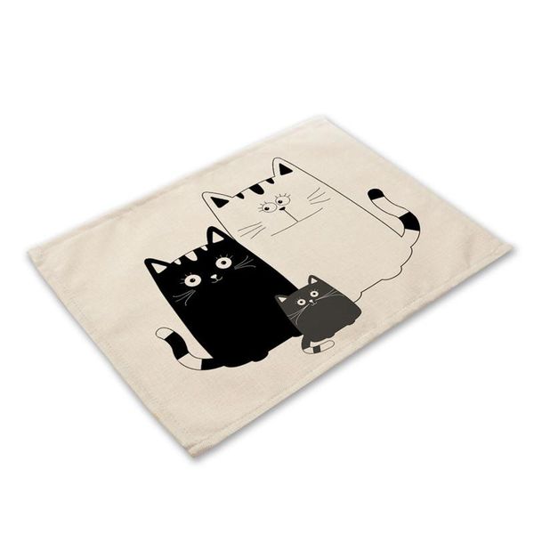 

bkack christmas cat pattern cotton linen pad dining table mats coaster bowl cup mat pattern kitchen placemat home decor ml0016 h wmtzoi