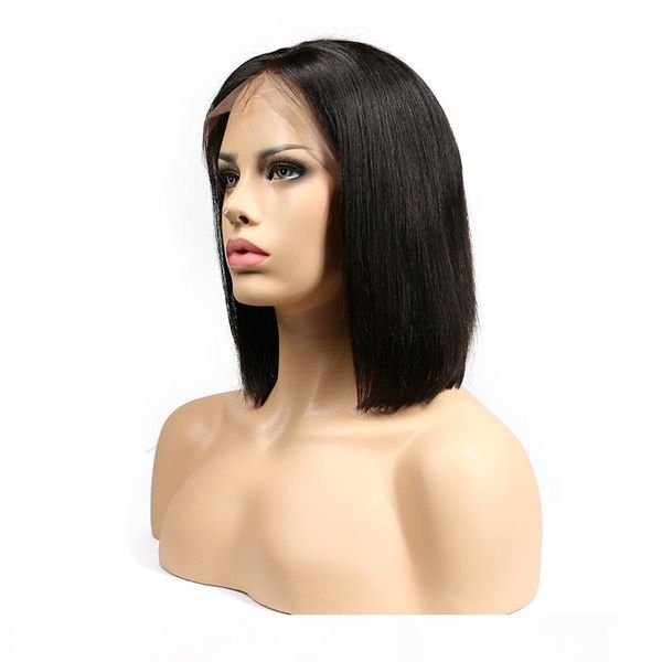 

hc lace front human hair wigs middle part for black women brazilian straight hair fashion short bob wig non remy ing