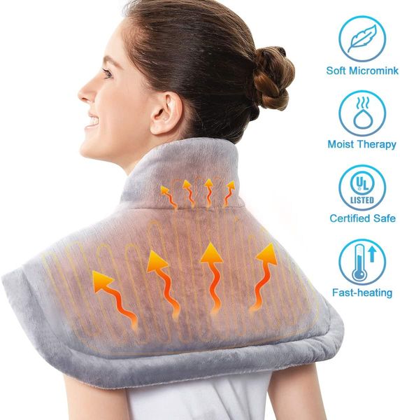 

electric large warming heating pad blanket portable shoulder neck back heating shawl wrap pain relief temperature controller