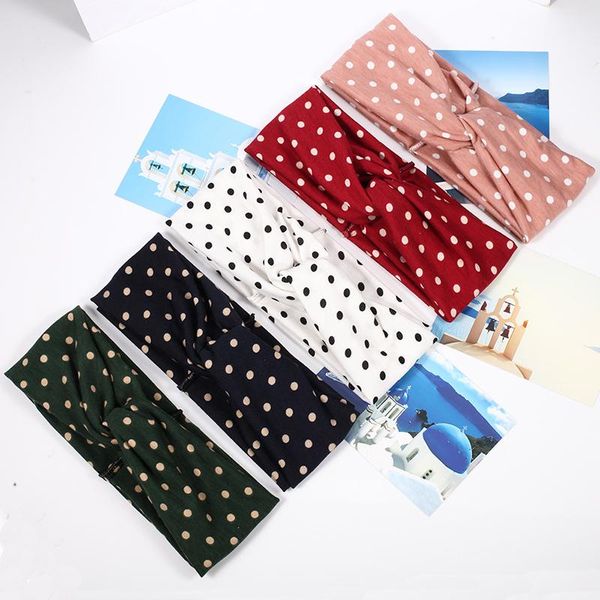 

polka dot cross twist wide headband elastic hairband sport yoga turban headwrap women korean hair bands girls hair accessories q sqcdxq