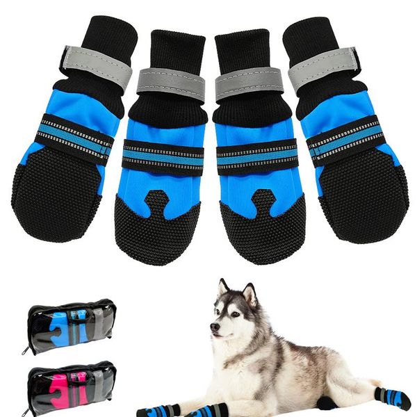 

4pcs waterproof winter pet dog shoes anti-slip snow pet boots paw protector warm reflective for medium large dogs labrad jllzfy