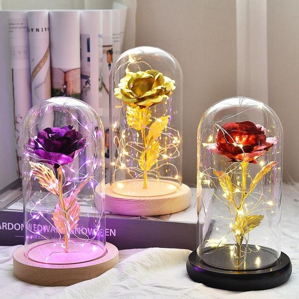 

led beauty rose and beast battery powered red flower string light desk lamp romantic valentine's day birthday gift decoration