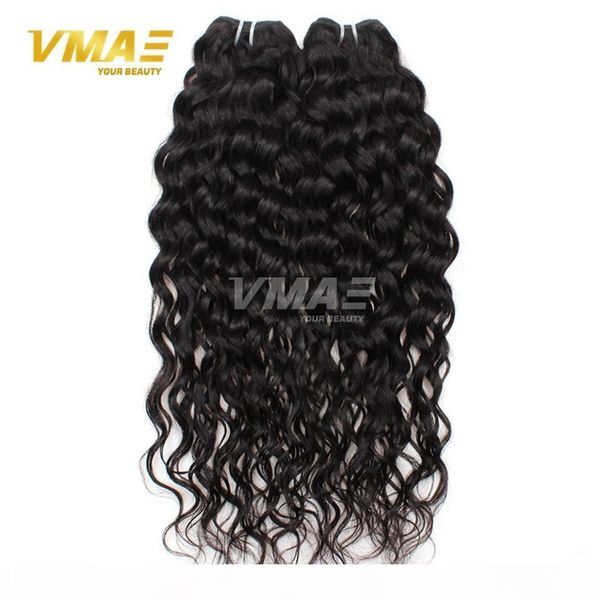 

vmae brazilian water wave virgin hair 3 bundles human unprocessed brazilian curly virgin hair brazilian hair weave bundles extensions opp, Black