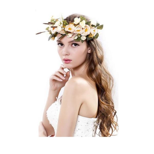 

women flowers wreath bridal flower crown headband kids party flower hairband korean hair accessories adjustable floral qylcbs