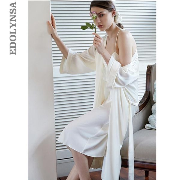 

women's sleepwear robe set two pieces spaghetti strap deep v neck white cotton lace bathrobe luxury nightgown long negligee t942, Black;red