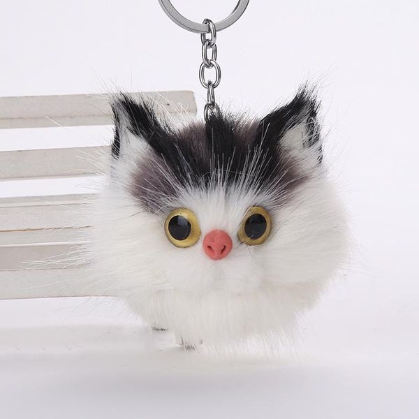 

keychains fooderwerk jewelry 5 colors imitation fur cute cat ball pom key ring for women pendant lady bag keychain, Silver