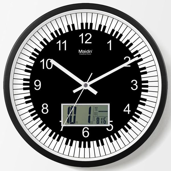 

wall clocks silent led clock modern art music piano classroom school decorative watch calendar temperature reloj cocina decor sc3151