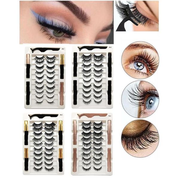 

10 pairs magnetische wimpers set waterdichte magneet eyeliner make magnetische natuurlijke langdurige wimpers valse