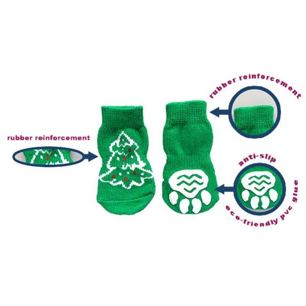 

dog apparel pet socks winter christmas tree cute non-skid knitted cotton for small medium dogs puppy warm outdoor walking accessories