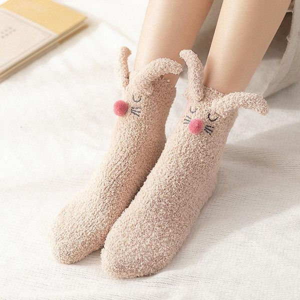 

party favor coral fluffy plush tube socks thick and warm cute stockings