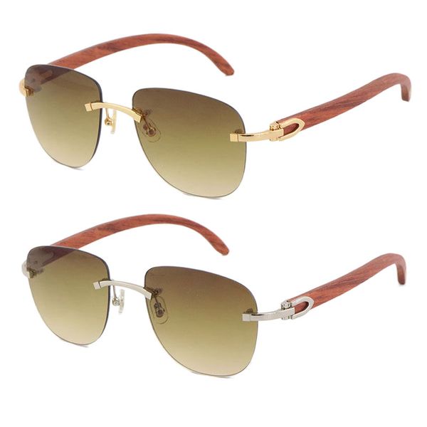 Новая мода древесина солнцезащитные очки металлические золотые рамки прозрачные объективы очки Eyeglasses Ritless Plank солнцезащитные очки с коробкой чехол мужской и женский