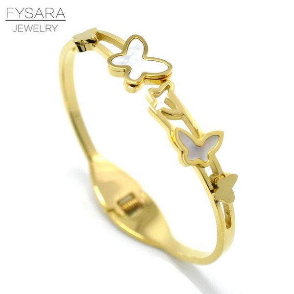 

fysara brand shell jewelry lover butterfly bracelets bangles for women rose gold color charms bracelet lover wedding party wmtimc, Silver