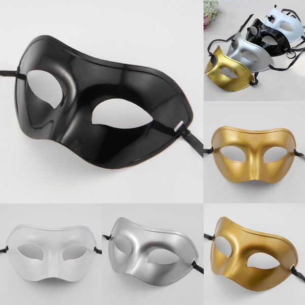 

mt83men's masquerade fancy dress venetian masks plastic half face mask optional multi-color (black, white, gold, silver