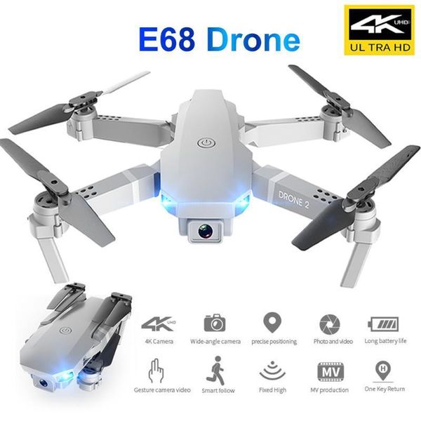 

rc e68 folding unmanned drone uav dual camera head 4k for aerial pgraphy four-axis aircraft remote control1