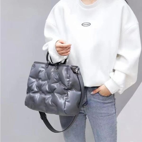 

cross body women down padded handbag round handle totes female winter hand purse luxury designer shoulder bags