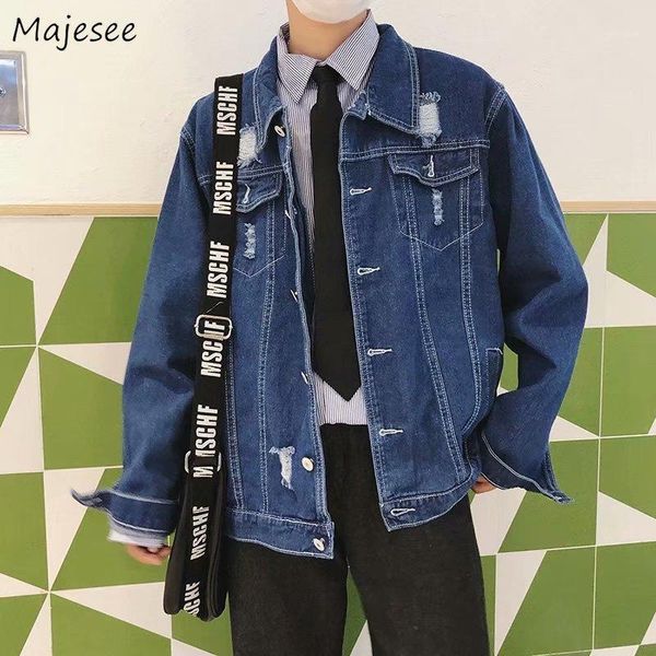 

denim jacket men hole plus size vintage streetwear clothes korean fashion mens jackets and coats ulzzang harajuku coat1, Black;brown