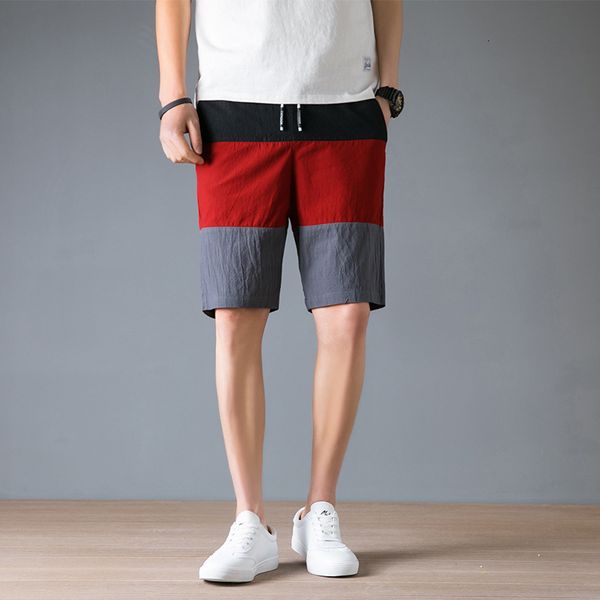 

new summer men's shorts splicing trend male students beach large casual pants, White;black