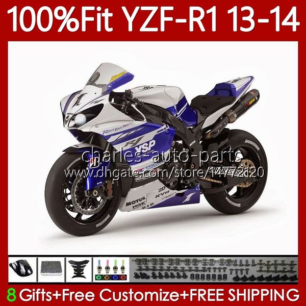 Carrozzeria OEM adatta al 100% per YAMAHA MOTO YZF-R1 YZF-1000 YZF R 1 1000CC 13-14 Corpo Bianco blu 94No.26 YZF R1 1000 CC YZFR1 13 14 YZF1000 2013 2014 Kit carenatura per stampaggio ad iniezione