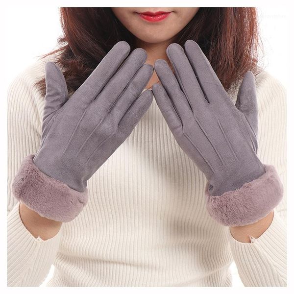 Fünf Finger Handschuhe Damen Winter Baumwolle Fäustlinge Wind und Kälte Winter1