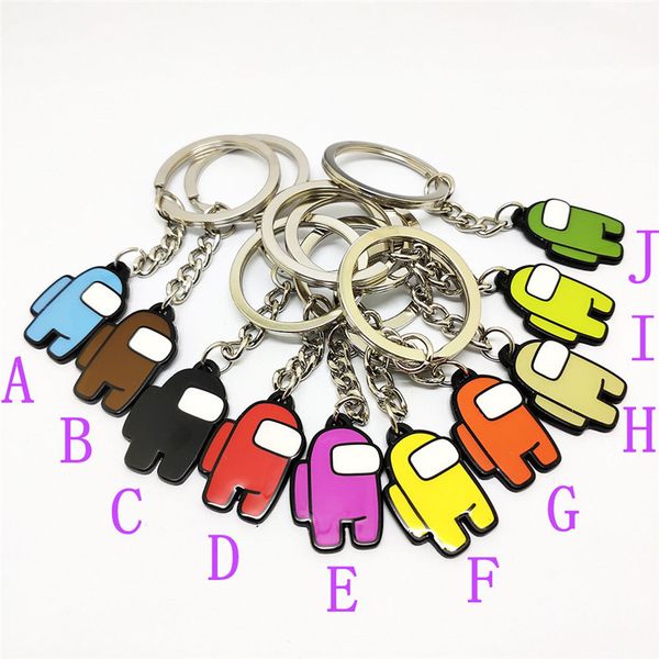 

among us keychain games cartoon amongus key chain for car keys decoration accessories toy space werewolf killing pendant gift cz121801, Red;brown