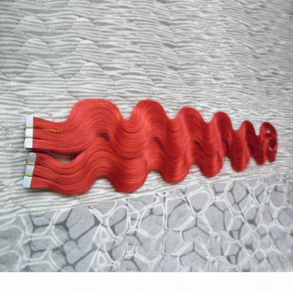 

grade unprocessed virgin peruvian body wave hair tape weft red tape hair extensions remy 100g bag 40 pcs tape hair extension, Black
