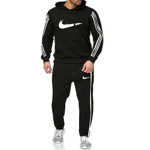 

зимний мужской трексуит 2 штуки набор толстовок + брюки спортивные костюмы для мужчин толстовка теплые толстовки мужская одежда набора спорт, Gray