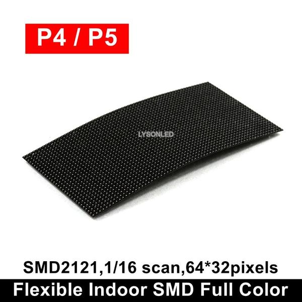 

flexible p4 p5 indoor smd full color led module 64x32 pixels column digital sign round advertising video banners panel