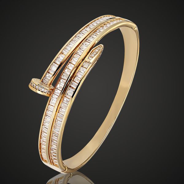 

zlxgirl brand women size copper cubic zircon bangle jewelry classic women's zirconia bangles bridal accessories, Black