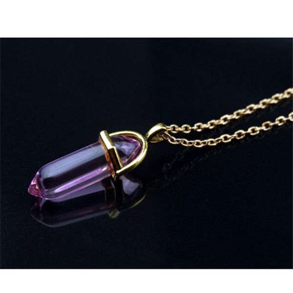 

factoryem47natural healing hexagon stone shape point pendants chakra necklaces with gold chain for women gift willl and sandy jewel