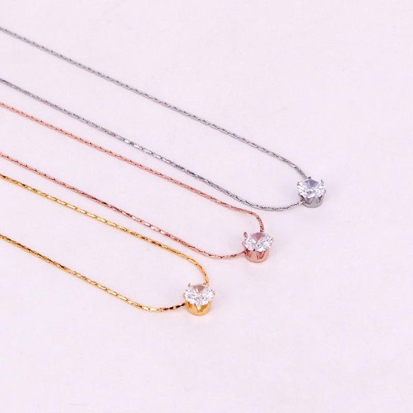 

chains elegant shiny cubic zirconia choker necklace women jewelry on the neck, fashion gold plated stainless steel necklaces chain, Silver
