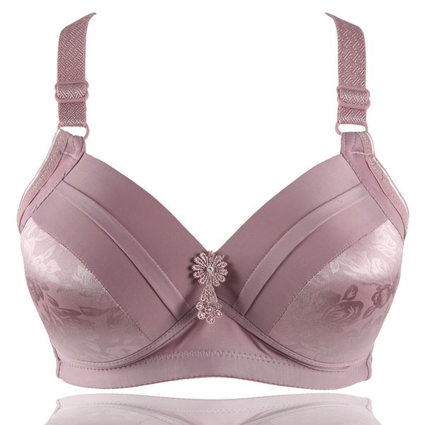 

large thin cordless bra gathered pure seamless cotton middle aged and elderly mothers full cup women's underwear, White