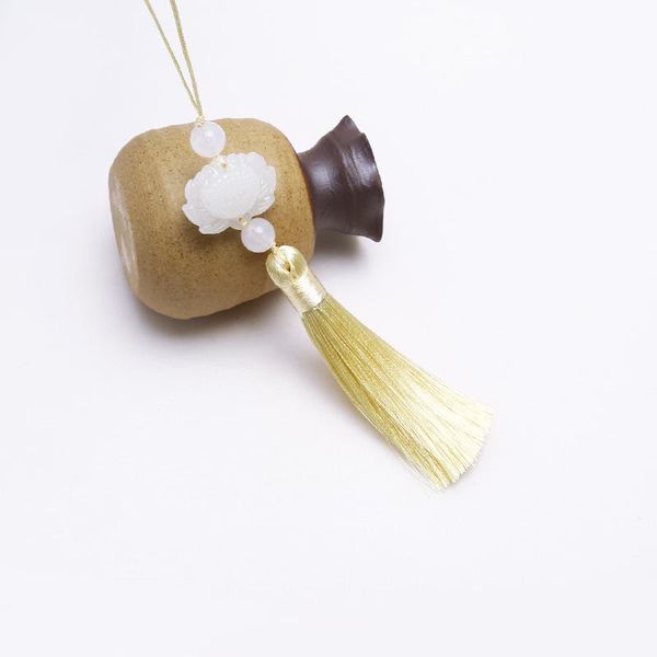 

2pcs white jade lotus tassel fringe diy garments materials key bag phone bookmark tassel pendant hand make embellissements craft h jllkvo