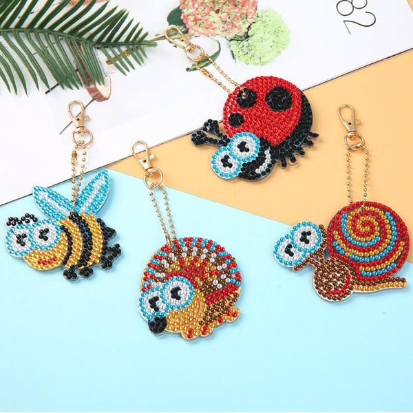 

decorative objects & figurines diy diamond painting shiny keychain animal pendant car key holder bag decoration gift cute shape chain home g