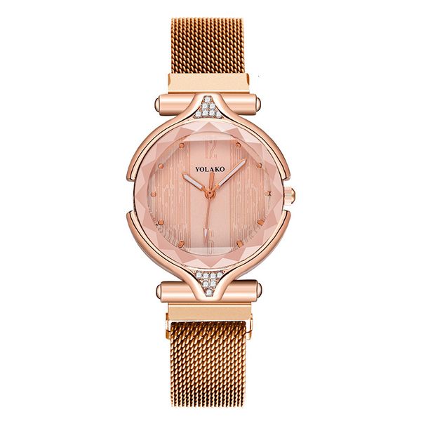 

watch women rose gold milan band magnet buckle watch ladies casual simple fashion quartz watch female ladies dress watches, Slivery;brown