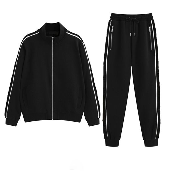 

men w03 tracksuits winter mens man tracksuit coats autumn 2021 new fashion set streetwear casual male joggers sportswear sweatshirts behfp, Black