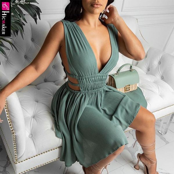 

casual dresses women sleeveless plunge cutout ruched dress, Black;gray