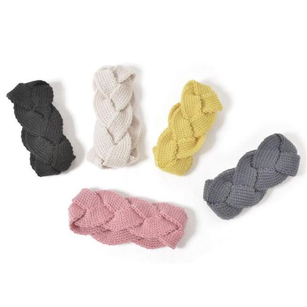 

solid crochet knit headband twist braided hair wraps candy color knitted hairband women girls sport make up head band braid headwear ly12023, Slivery;white