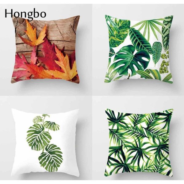 

hongbo 1 pcs green plants rainforest floral flower decorative cushion cover pillow case capas de almofadas f wmtxlo