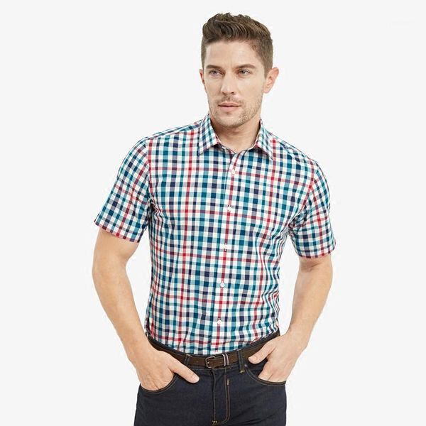 

smart five 100% cotton mens shirts summer casual shirt short sleeve plaid shirts for male sfs5a3151, White;black