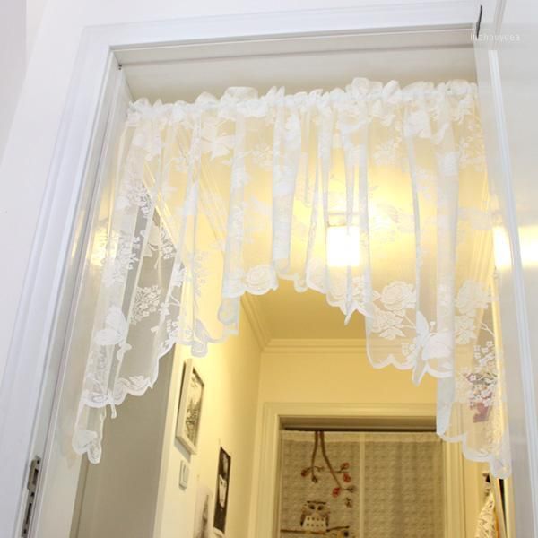 

european pastoral sheer curtain butterfly and floral embroidered window screen lace curtain triangle for kitchen decor1