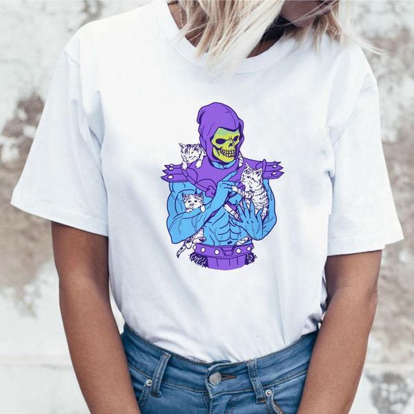 

skull's cat animal print t-shirt women clothes 2019 vogue funny t shirts femme white tshirt female streetwear